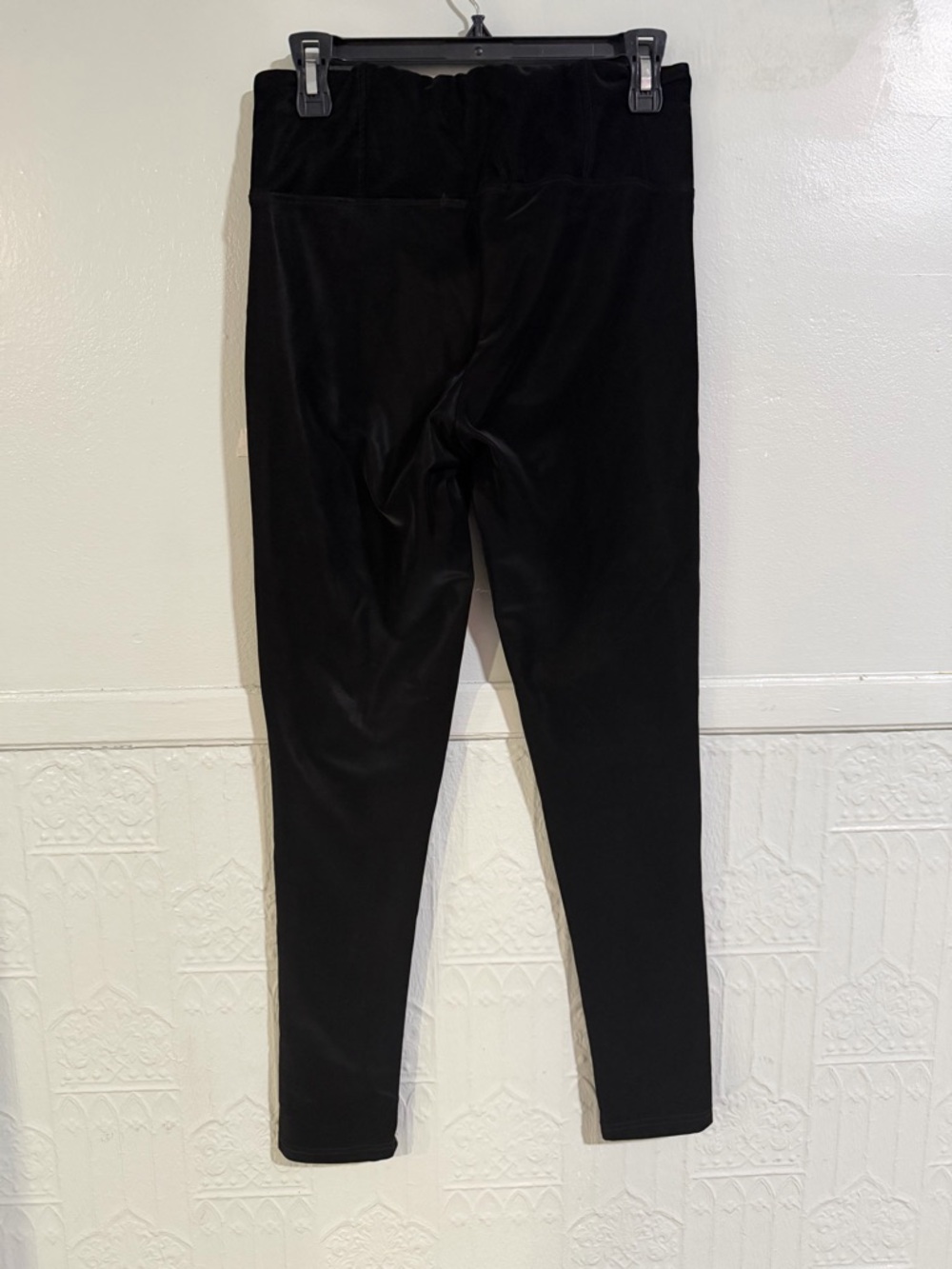 Girls' Black Velvet Stretch Leggings